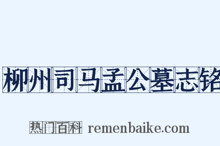 柳州司马孟公墓志铭是什么意思的图片